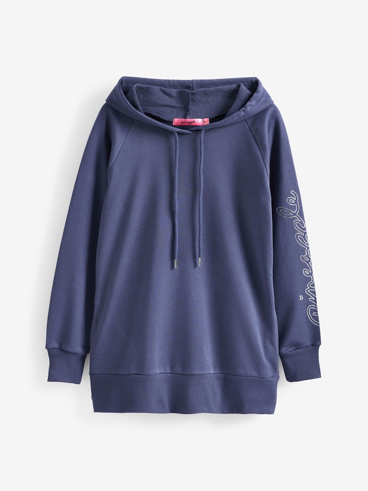Pineapple Navy Blue Womens Longline Hoodie - Image 5 of 5
