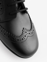 Matt Black Narrow Fit (E) Leather Brogue Lace-Up School Shoes - Image 7 of 7