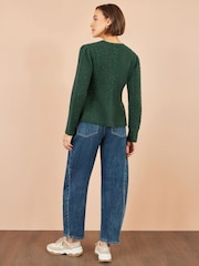 Yumi Green Cable Knit Peplum Cardigan - Image 5 of 5