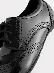 Black Patent Wide Fit (G) Leather Brogue Lace-Up School Shoes - Image 6 of 8