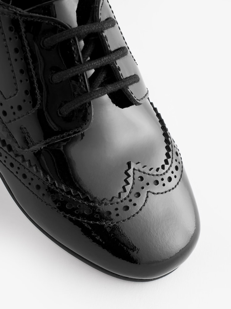 Črn patent - Usnje Brogue čipke-Up Šolski čevlji - Slika 8 iz 8 Črn patent - Usnje Brogue čipke-Up Šolski čevlji - Slika 8 iz 8