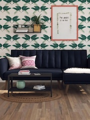 Novogratz Blue Brittany Linen Sectional Sofa Bed - Image 2 of 4