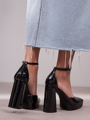 Black Forever Comfort® Square Toe Platform Heel Shoes - Image 4 of 9