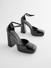 Black Forever Comfort® Square Toe Platform Heel Shoes - Image 5 of 9