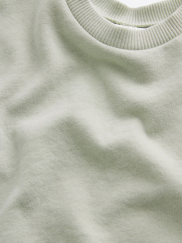 Mint Green Cosy Sweat Jersey Bubble Bum Baby Romper - Image 3 of 6