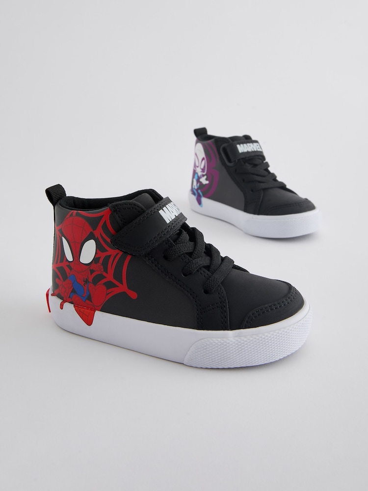 Black Standard Fit (F) Spidey and Friends Elastic Lace Touch Fastening Boots - Image 1 of 5