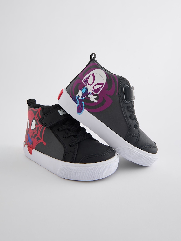 Black Standard Fit (F) Spidey and Friends Elastic Lace Touch Fastening Boots - Image 5 of 5
