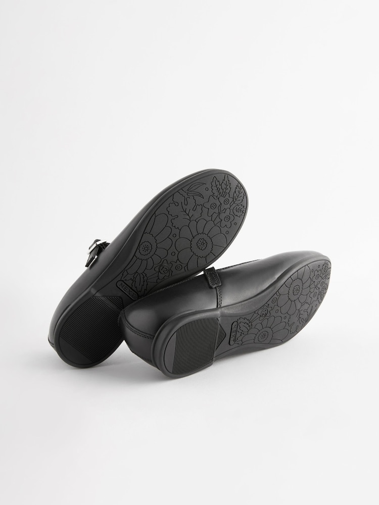 Matt Black Wide Fit (G) Leather Mary Jane School Shoes - Image 8 of 8