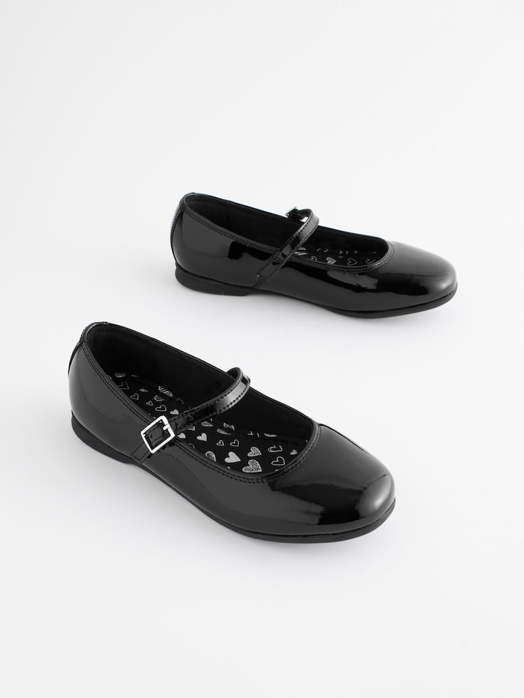 Black Patent Narrow Fit (E) Leather Mary Jane School Shoes - Image 1 of 7