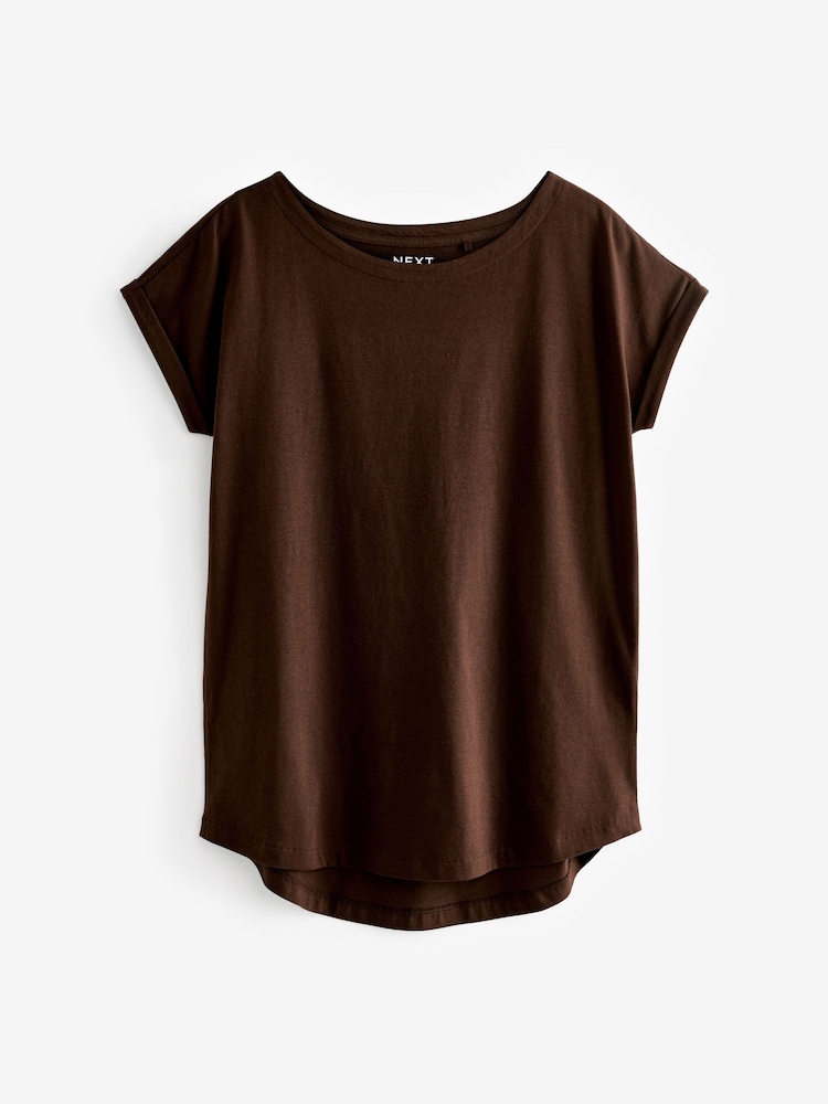 White/Brown/Neutral 100% Cotton Cap Sleeve T-Shirts 3 Pack - Image 4 of 8