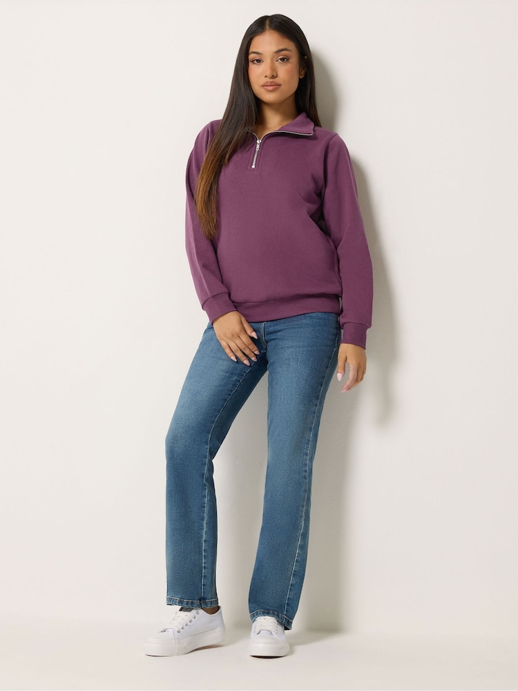 M&Co Purple Petite Half Placket Sweatshirt - Image 2 of 7 M&Co Purple Petite Half Placket Sweatshirt - Image 2 of 7