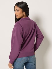M&Co Purple Petite Half Placket Sweatshirt - Image 3 of 7