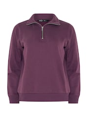 M&Co Purple Petite Half Placket Sweatshirt - Image 6 of 7