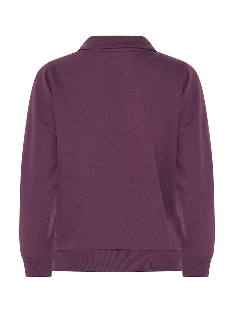 M&Co Purple Petite Half Placket Sweatshirt - Image 7 of 7 M&Co Purple Petite Half Placket Sweatshirt - Image 7 of 7
