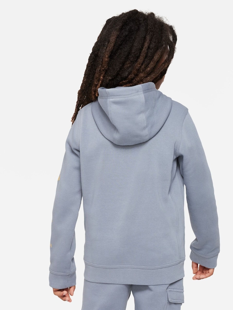 Nike Blue Logo Fleece Hoodie - Image 2 of 6