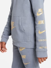 Nike Blue Logo Fleece Hoodie - Image 5 of 6