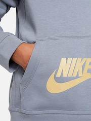 Nike Blue Logo Fleece Hoodie - Image 6 of 6