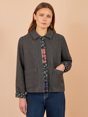Yumi Grey Patchwork Boxy Jacket - Image 2 of 5