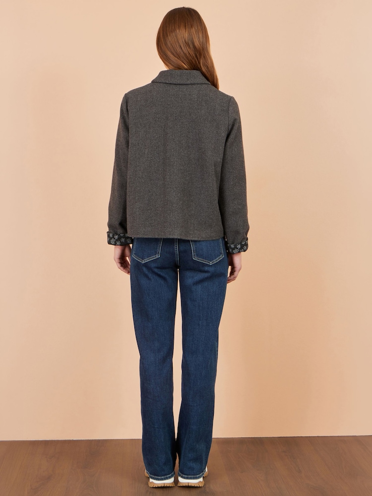 Yumi Grey Patchwork Boxy Jacket - Image 5 of 5 Yumi Grey Patchwork Boxy Jacket - Image 5 of 5