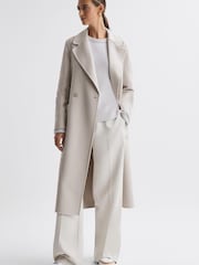 Reiss Stone Lucia Petite Long Wool Blend Blindseam Coat - Image 3 of 6
