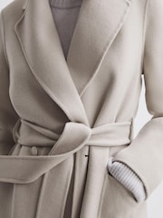Reiss Stone Lucia Petite Long Wool Blend Blindseam Coat - Image 4 of 6