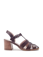 Moda in Pelle Brown Gerrie Leather Block Heel Fisherman Sandals - Image 1 of 4