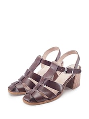 Moda in Pelle Brown Gerrie Leather Block Heel Fisherman Sandals - Image 2 of 4