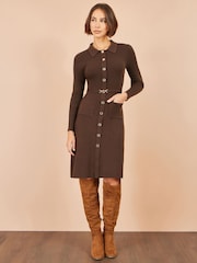 Yumi Rib Knit Midi Košulja haljina sa Snaffle Kaiševi - Slika 2 od 5