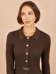 Yumi Rib Knit Midi Košulja haljina sa Snaffle Kaiševi - Slika 3 od 5