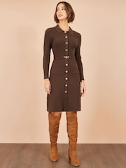 Yumi Rib Knit Midi Košulja haljina sa Snaffle Kaiševi - Slika 4 od 5