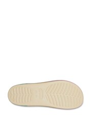 Crocs White/Cream Adults Classic Patterned Platform Slides - Image 5 of 5