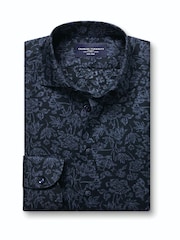 Charles Tyrwhitt Blue Non-Iron Stretch Floral Print Slim Fit Shirt - Image 5 of 7