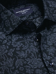 Charles Tyrwhitt Blue Non-Iron Stretch Floral Print Slim Fit Shirt - Image 6 of 7