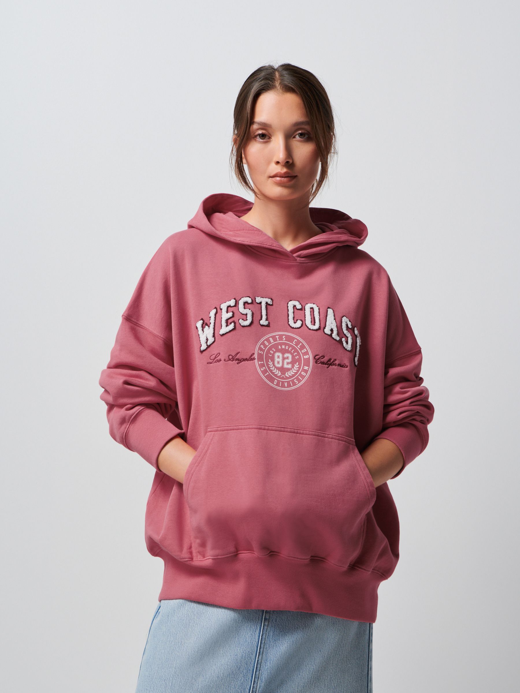 Buy Red West Coast Graphic Washed Oversized Hoodie from Next Oman