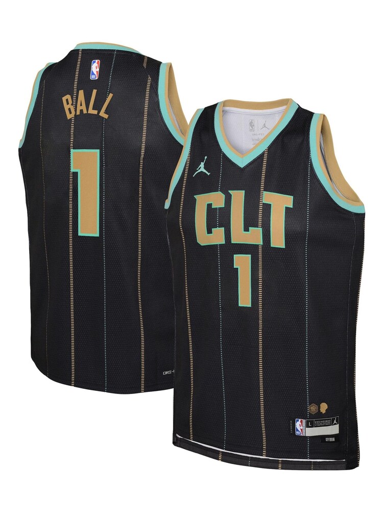 Nike Black Charlotte Hornets Jordan Brand City Edition Swingman Jersey 22 - LaMelo Ball Youth - Image 1 of 3