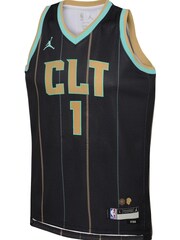 Nike Black Charlotte Hornets Jordan Brand City Edition Swingman Jersey 22 - LaMelo Ball Youth - Image 2 of 3