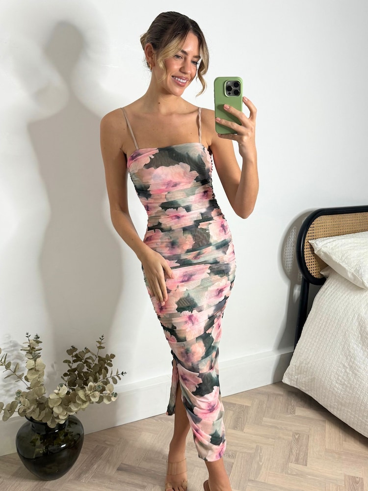 Style Cheat Green Mavis Mesh Bodycon Midaxi Dress - Image 1 of 1