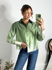 Style Cheat Green Evelyn Ombre Oversized Shirt - Image 4 of 4