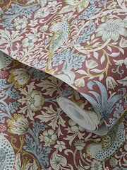 Clarke & Clarke William Morris Designs Plum Purple Strawberry Thief 10.05M Wallpaper - Image 2 of 2