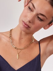 Gold Tone Two Row Chain Necklace - Image 1 of 5