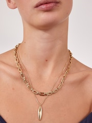 Gold Tone Two Row Chain Necklace - Image 2 of 5