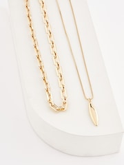 Gold Tone Two Row Chain Necklace - Image 4 of 5