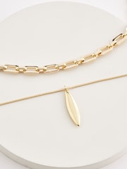 Gold Tone Two Row Chain Necklace - Image 5 of 5