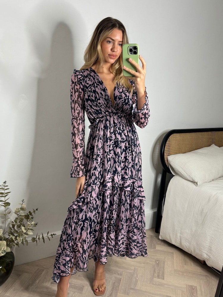 Style Cheat Pink Birdie Frill Tie Back Dress - Image 1 of 5