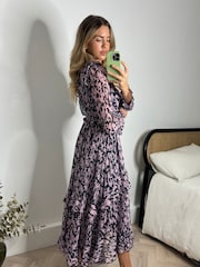 Style Cheat Pink Birdie Frill Tie Back Dress - Image 2 of 5