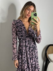 Style Cheat Pink Birdie Frill Tie Back Dress - Image 4 of 5