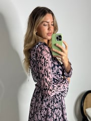 Style Cheat Pink Birdie Frill Tie Back Dress - Image 5 of 5