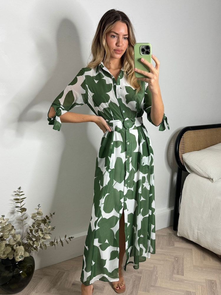 Style Cheat Green Daphne Belted Shirt Midaxi Dress - Image 1 of 5 Style Cheat Green Daphne Belted Shirt Midaxi Dress - Image 1 of 5