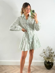 Style Cheat Green Myla Mini Rope Tie Shirt Dress - Image 4 of 4