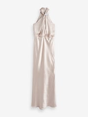 Style Cheat Cream Twist Neck Satin Maxi Dress - Image 5 of 5